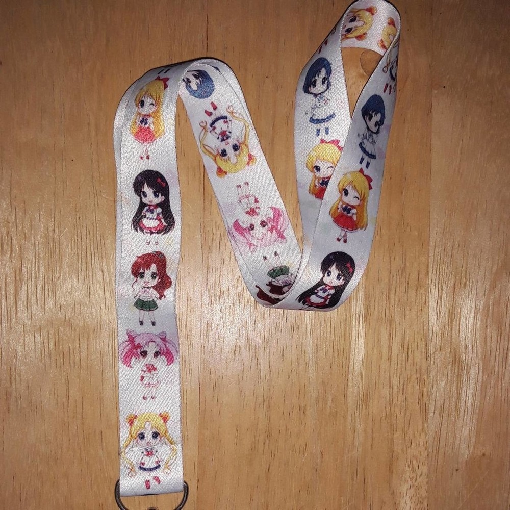 Z6. Best Classic Japanese Anime Sailor Moon White Lanyard with Metal Clip A